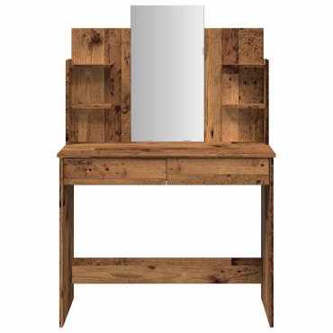 vidaXL Κομοδίνο με καθρέφτη Παλιό ξύλο 96x39x142cm