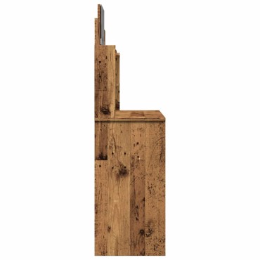 vidaXL Κομοδίνο με καθρέφτη Παλιό ξύλο 96x39x142cm