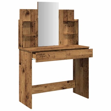 vidaXL Κομοδίνο με καθρέφτη Παλιό ξύλο 96x39x142cm