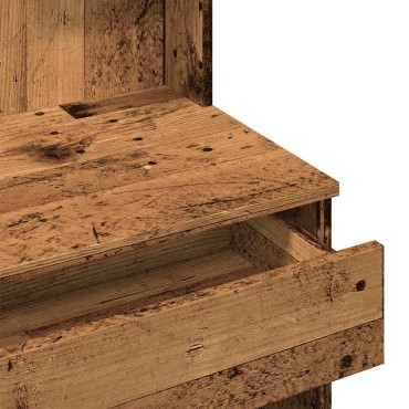 vidaXL Κομοδίνο με καθρέφτη Παλιό ξύλο 96x39x142cm
