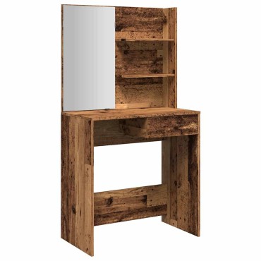 vidaXL Κομοδίνο με καθρέφτη Παλιό ξύλο 74,5x40x141cm