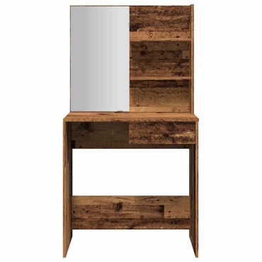 vidaXL Κομοδίνο με καθρέφτη Παλιό ξύλο 74,5x40x141cm