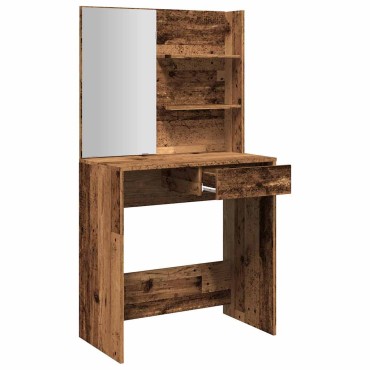 vidaXL Κομοδίνο με καθρέφτη Παλιό ξύλο 74,5x40x141cm
