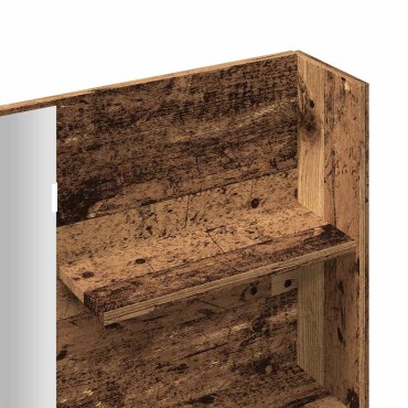 vidaXL Κομοδίνο με καθρέφτη Παλιό ξύλο 74,5x40x141cm