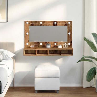 vidaXL Ντουλάπι καθρέφτη με LED Παλιό ξύλο 90x31,5x62cm 1 τεμ.