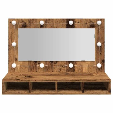 vidaXL Ντουλάπι καθρέφτη με LED Παλιό ξύλο 90x31,5x62cm 1 τεμ.