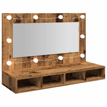 vidaXL Ντουλάπι καθρέφτη με LED Παλιό ξύλο 90x31,5x62cm 1 τεμ.