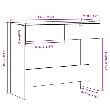 vidaXL Τραπέζι κονσόλας Artisan Oak 90x36x75cm Κατασκευασμένο ξύλο 1 τεμ.