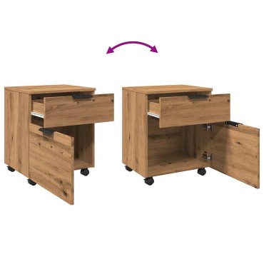 Κινητό ντουλάπι αρχείων vidaXL με τροχούς Artisan Oak 45x38x54cm 1 τεμ.