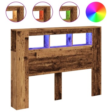 vidaXL LED κεφαλάρι Παλιό ξύλο 140x18,5x103,5cm Κατασκευασμένο ξύλο