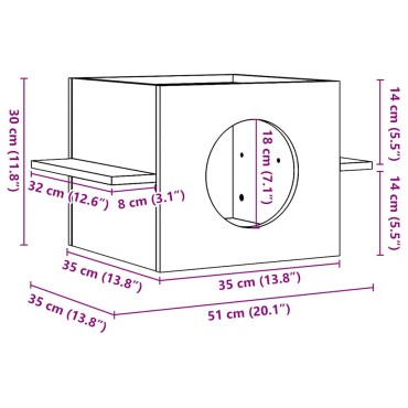 vidaXL Σπίτι για γάτες 51x35x30 cm από μασίφ ξύλο πεύκο