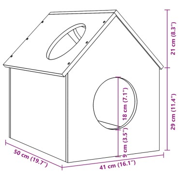 vidaXL Σπίτι για γάτες 41x50x50 cm από μασίφ ξύλο πεύκο