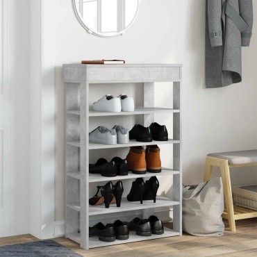 Ράφι παπουτσιών vidaXL Γκρι μπετόν 60x30x98cm Κατασκευασμένο ξύλο