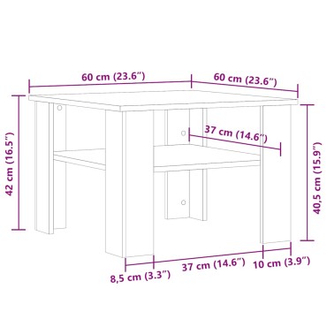 vidaXL Τραπεζάκι σαλονιού παλιό ξύλο 60x60x42cm Ξύλο μηχανής 1 τεμ.