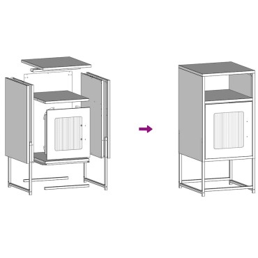 vidaXL Κομοδίνο Μαύρο 36x39x78cm από χάλυβα ψυχρής έλασης 1 τεμ.