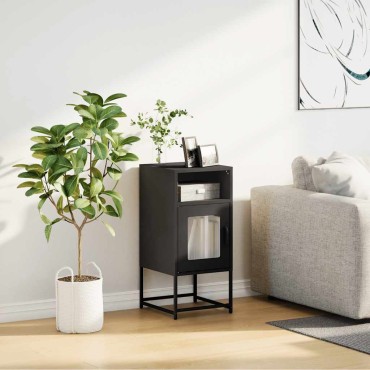 vidaXL Κομοδίνο Μαύρο 36x39x78cm από χάλυβα ψυχρής έλασης 1 τεμ.