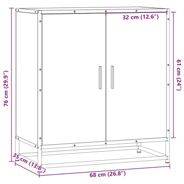 vidaXL Sideboard Καπνιστή βελανιδιά Κατασκευασμένο ξύλο και μέταλλο 68x35x76 cm 1 τεμ.