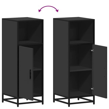 vidaXL Ντουλάπι μπάνιου Μαύρο 35x37,5x100cm Ξύλινη κατασκευή