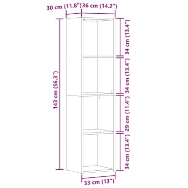 vidaXL Ντουλάπι βιβλίων Artisan Oak 36x30x143cm Κατασκευασμένο ξύλο 1 τεμ.