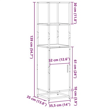 vidaXL Highboard Μαύρο 35,5x35x139cm Κατασκευασμένο ξύλο και μέταλλο 1 τεμ.