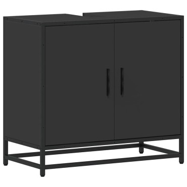vidaXL ντουλάπι νιπτήρα μπάνιου μαύρο 65x33x60cm κατασκευασμένο ξύλο