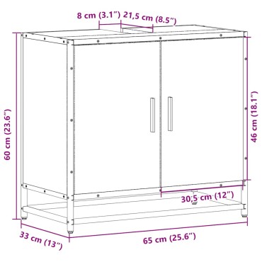 vidaXL ντουλάπι νιπτήρα μπάνιου μαύρο 65x33x60cm κατασκευασμένο ξύλο