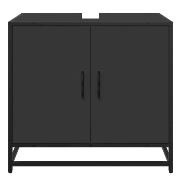 vidaXL ντουλάπι νιπτήρα μπάνιου μαύρο 65x33x60cm κατασκευασμένο ξύλο