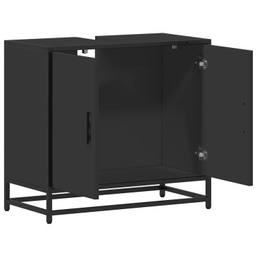 vidaXL ντουλάπι νιπτήρα μπάνιου μαύρο 65x33x60cm κατασκευασμένο ξύλο