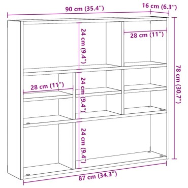 vidaXL Ράφι τοίχου Artisan Oak 90x16x78cm Κατασκευασμένο ξύλο 1 τεμ.