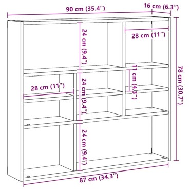 vidaXL Ράφι τοίχου Artisan Oak 90x16x78cm Κατασκευασμένο ξύλο 1 τεμ.