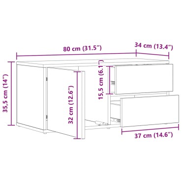 vidaXL Ντουλάπι τηλεόρασης Artisan Oak Κατασκευασμένο ξύλο 80x34x35,5 cm