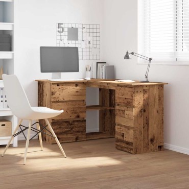 Γωνιακό γραφείο vidaXL Παλιό ξύλο 145x100x76cm Κατασκευασμένο ξύλο 1 τεμ.