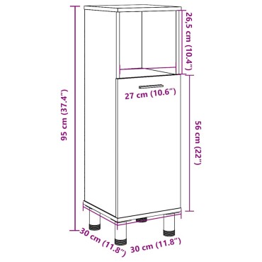 vidaXL Στήλη Μπάνιου Παλιό Ξύλο 30x30x95cm από Μοριοσανίδα 1 τεμ.