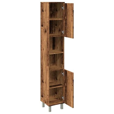 vidaXL Ντουλάπι μπάνιου Παλιό ξύλο 30x30x179cm Κατασκευασμένο ξύλο