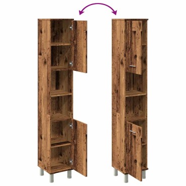 vidaXL Ντουλάπι μπάνιου Παλιό ξύλο 30x30x179cm Κατασκευασμένο ξύλο