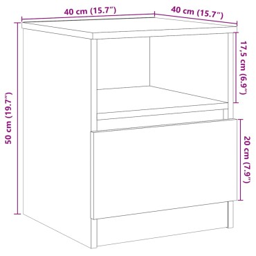 vidaXL ντουλάπι κομοδίνου Παλιό ξύλο 40x40x50cm Κατασκευασμένο ξύλο 1 τεμ.