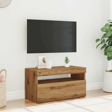ντουλάπι τηλεόρασης vidaXL με φώτα LED Artisan Oak Κατασκευασμένο ξύλο 75x35x40 cm