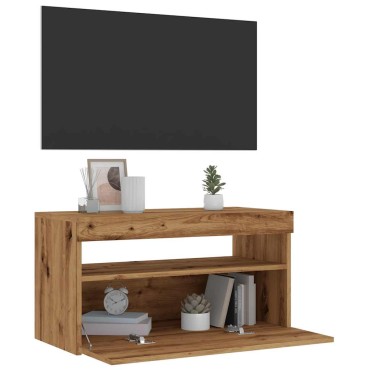 ντουλάπι τηλεόρασης vidaXL με φώτα LED Artisan Oak Κατασκευασμένο ξύλο 75x35x40 cm