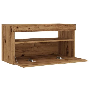 ντουλάπι τηλεόρασης vidaXL με φώτα LED Artisan Oak Κατασκευασμένο ξύλο 75x35x40 cm