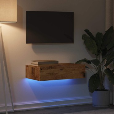vidaXL Ντουλάπι τηλεόρασης με φώτα LED Παλιό ξύλο 60x35x15,5cm