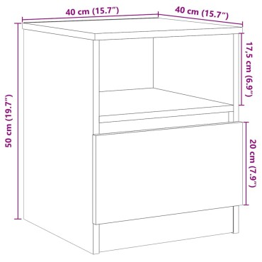 vidaXL Κομοδίνο ντουλάπι Artisan Oak 40x40x50cm Κατασκευασμένο ξύλο 1 τεμ.