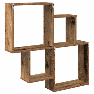 vidaXL Ράφι τοίχου Παλιό ξύλο 80x15x78,5cm Κατασκευασμένο ξύλο 1 τεμ.