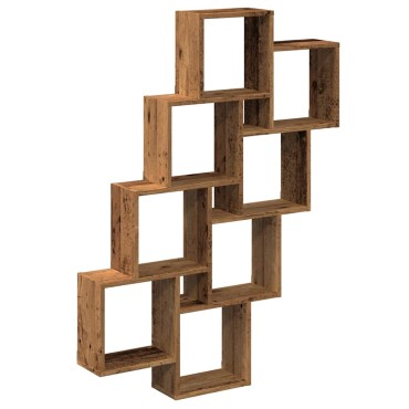 vidaXL Ράφι κύβος τοίχου Παλιό ξύλο 90x15x119,5cm Κατασκευασμένο ξύλο 1 τεμ.