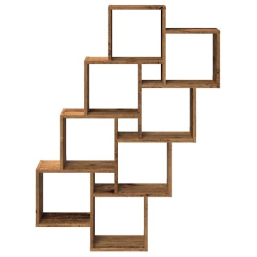 vidaXL Ράφι κύβος τοίχου Παλιό ξύλο 90x15x119,5cm Κατασκευασμένο ξύλο 1 τεμ.