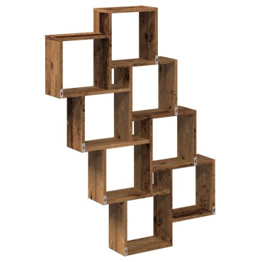 vidaXL Ράφι κύβος τοίχου Παλιό ξύλο 90x15x119,5cm Κατασκευασμένο ξύλο 1 τεμ.
