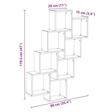 vidaXL Ράφι κύβος τοίχου Παλιό ξύλο 90x15x119,5cm Κατασκευασμένο ξύλο 1 τεμ.