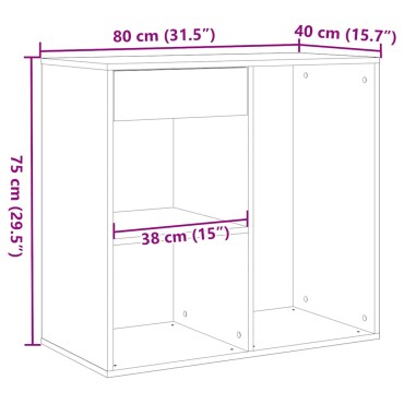 vidaXL Ντουλάπι καλλυντικών Παλιό ξύλο 80x40x75cm Κατασκευασμένο ξύλο 1 τεμ.