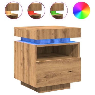 vidaXL Κομοδίνα με φώτα LED 2 τεμ. Artisan Oak 40x39x48,5cm