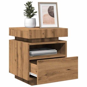 vidaXL Κομοδίνα με φώτα LED 2 τεμ. Artisan Oak 40x39x48,5cm