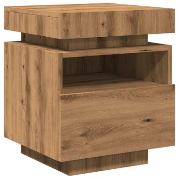 vidaXL Κομοδίνα με φώτα LED 2 τεμ. Artisan Oak 40x39x48,5cm